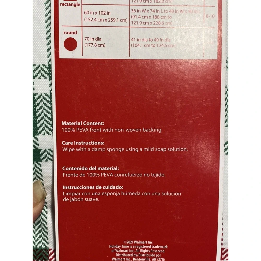 holiday time christmas‎ peva table cloth round 70 inches plaid